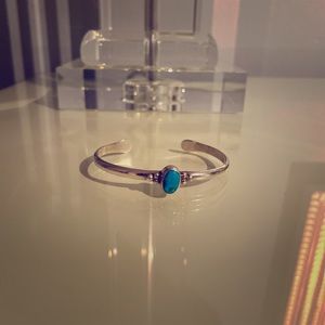 Sterling cuff with turquoise center stone